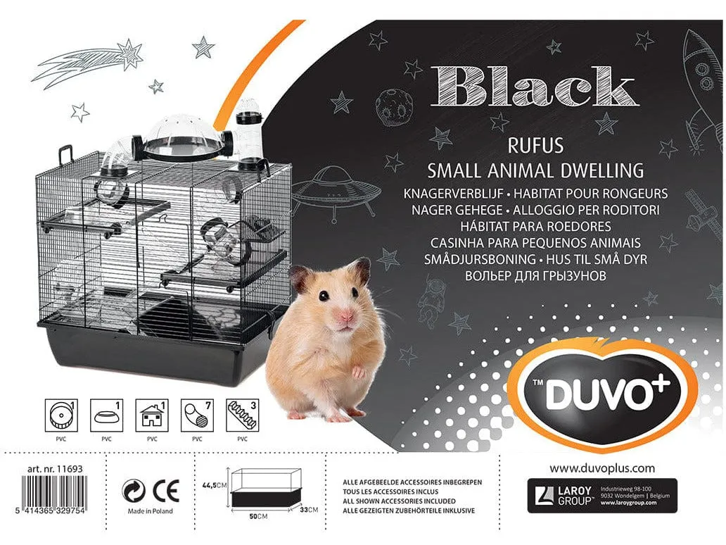 Rodent Cage Black Rufus 50X33X44,5Cm Black/Black