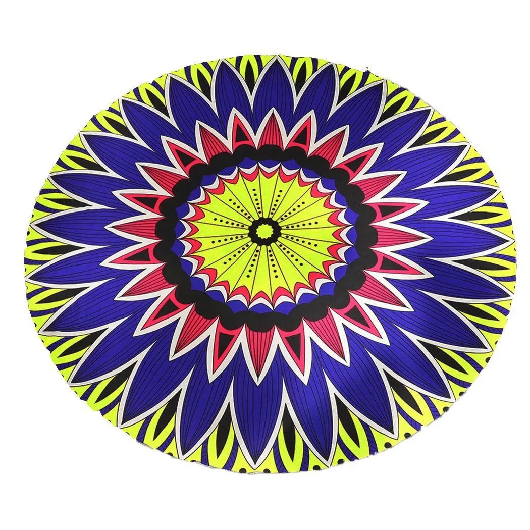 Round Mandala Outdoor Mat 142cm/4'8" for Beach, Travel or Camping