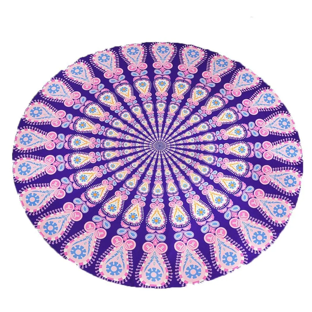 Round Mandala Outdoor Mat 142cm/4'8" for Beach, Travel or Camping