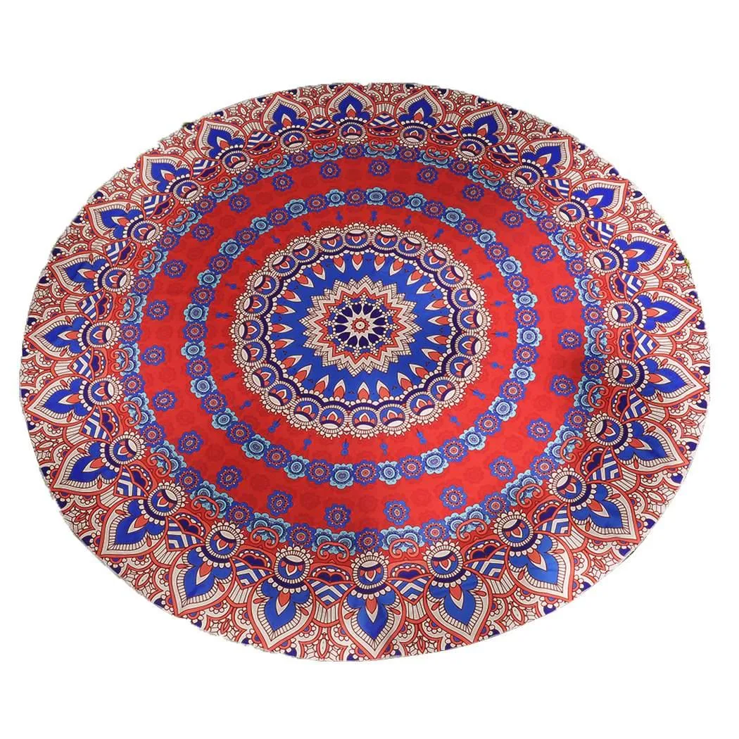 Round Mandala Outdoor Mat 142cm/4'8" for Beach, Travel or Camping