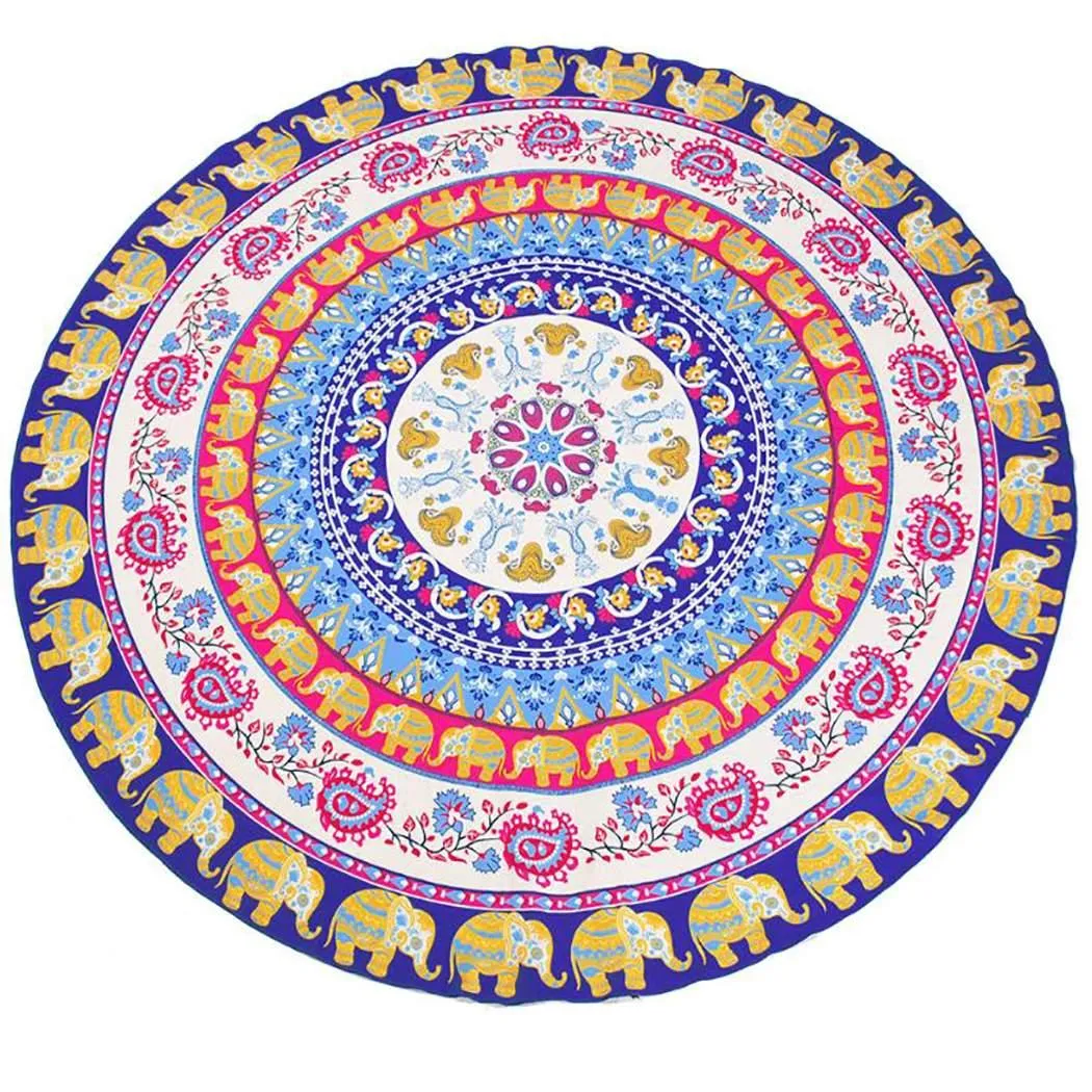 Round Mandala Outdoor Mat 142cm/4'8" for Beach, Travel or Camping