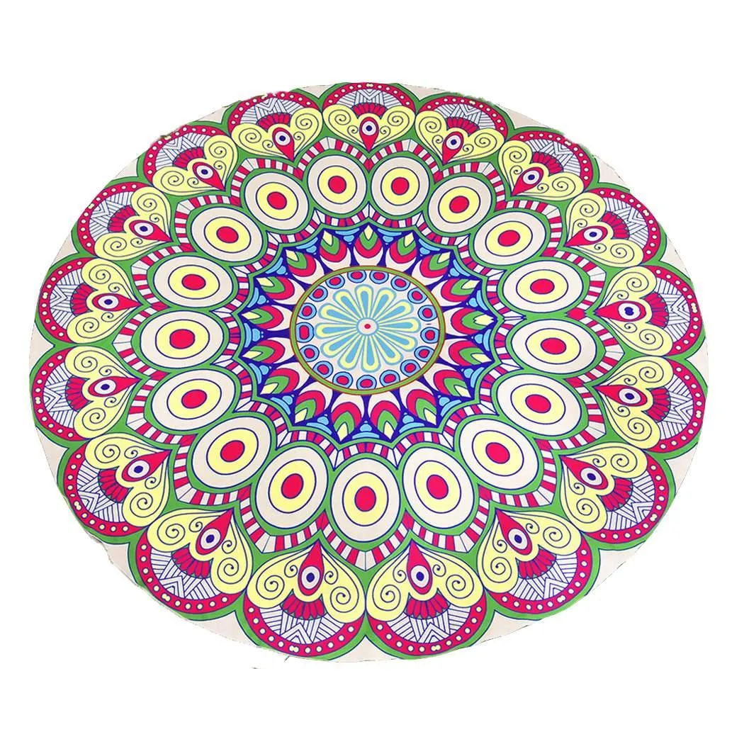 Round Mandala Outdoor Mat 142cm/4'8" for Beach, Travel or Camping