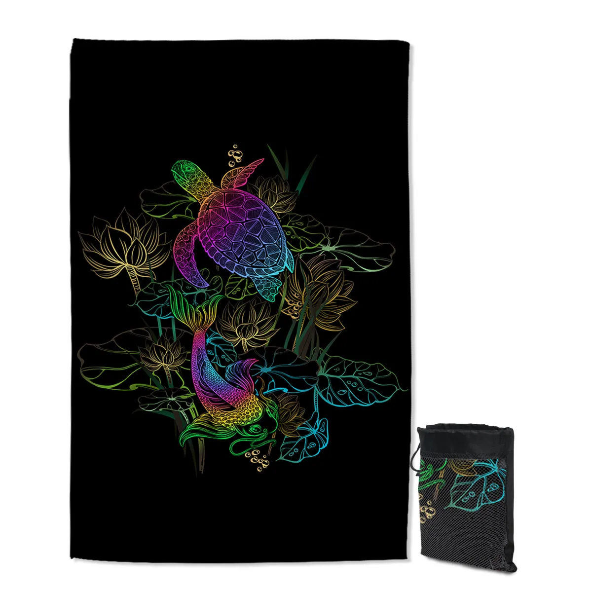 Sea Turtle and Koi Sand Free Towel