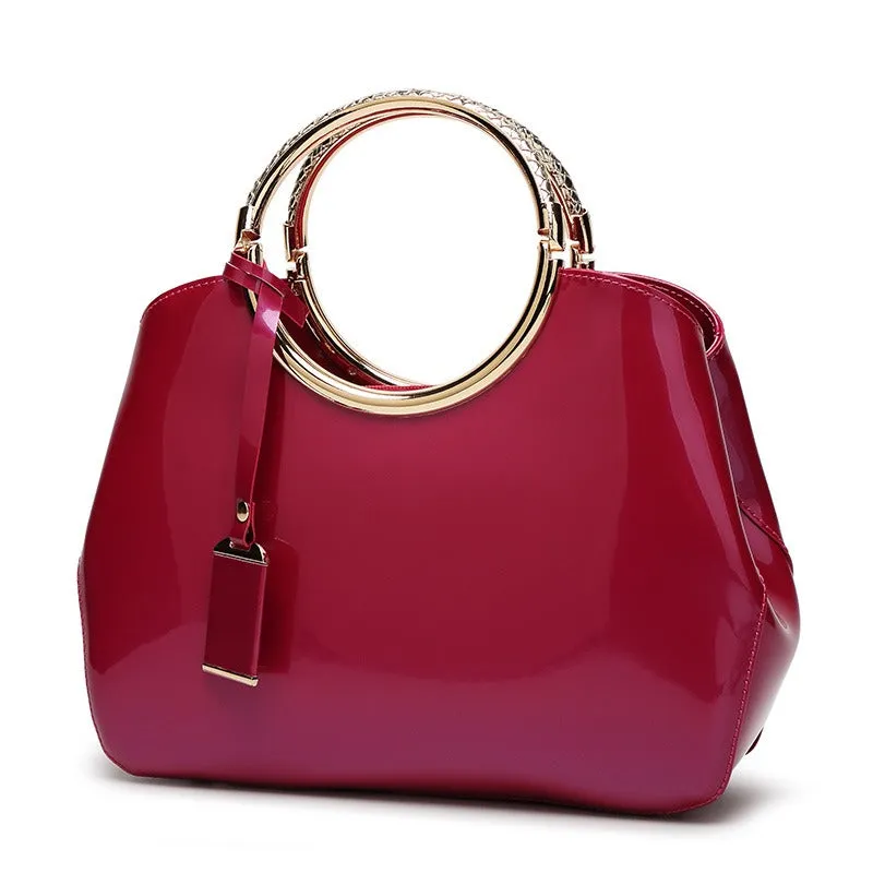 Shiny Patent Leather Bridal Handbag | One-Shoulder Wedding Crossbody Bag