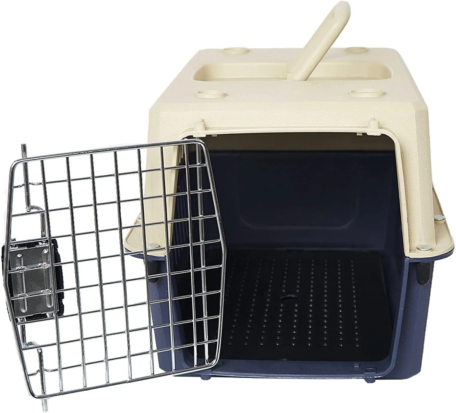 Small Plastic Cat & Dog Carrier Cage Portable Pet Box Airline Approved Pet Kennel, Blue