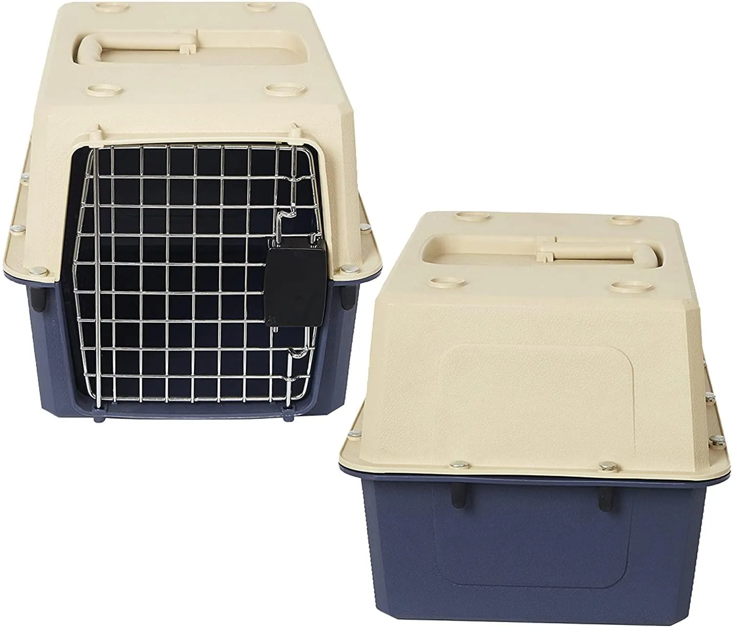 Small Plastic Cat & Dog Carrier Cage Portable Pet Box Airline Approved Pet Kennel, Blue