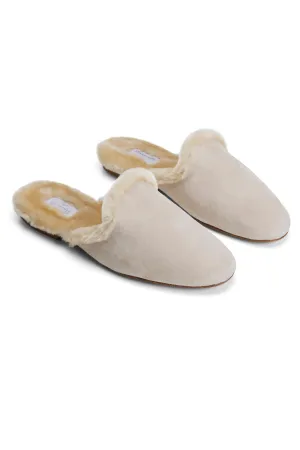 Suede Slippers - Cream