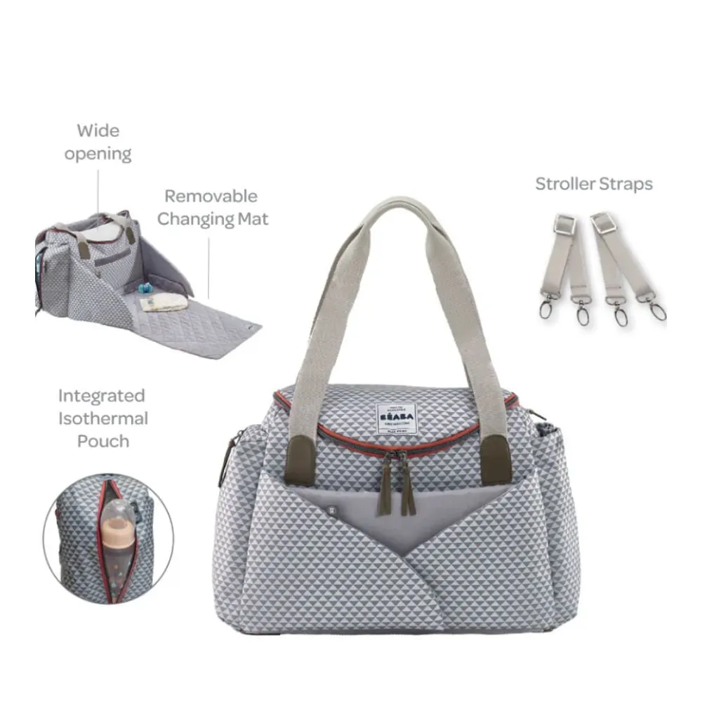 Sydney II Changing Baby Diaper Bag - Grey & Coral