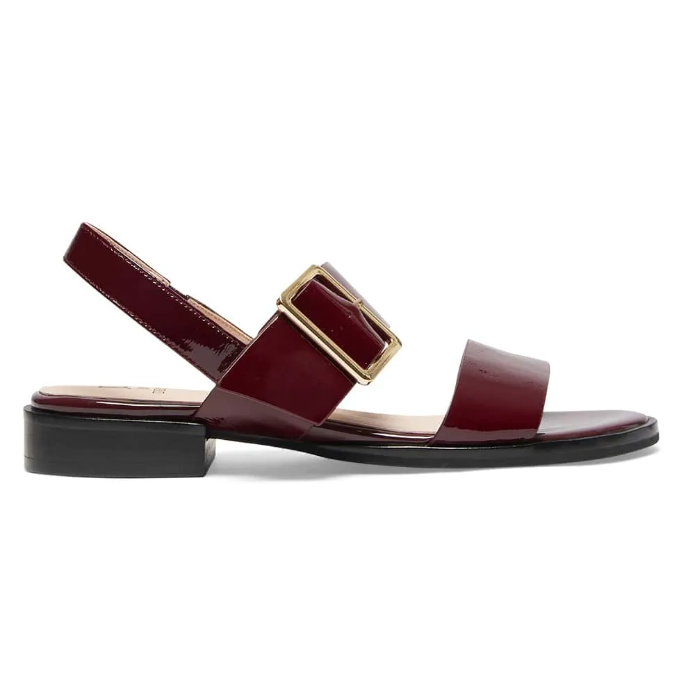 Tabatha Sandal in Wine Patent