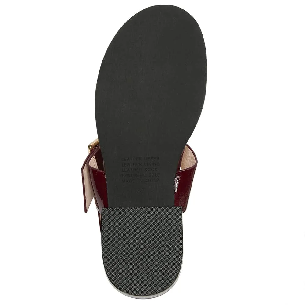 Tabatha Sandal in Wine Patent