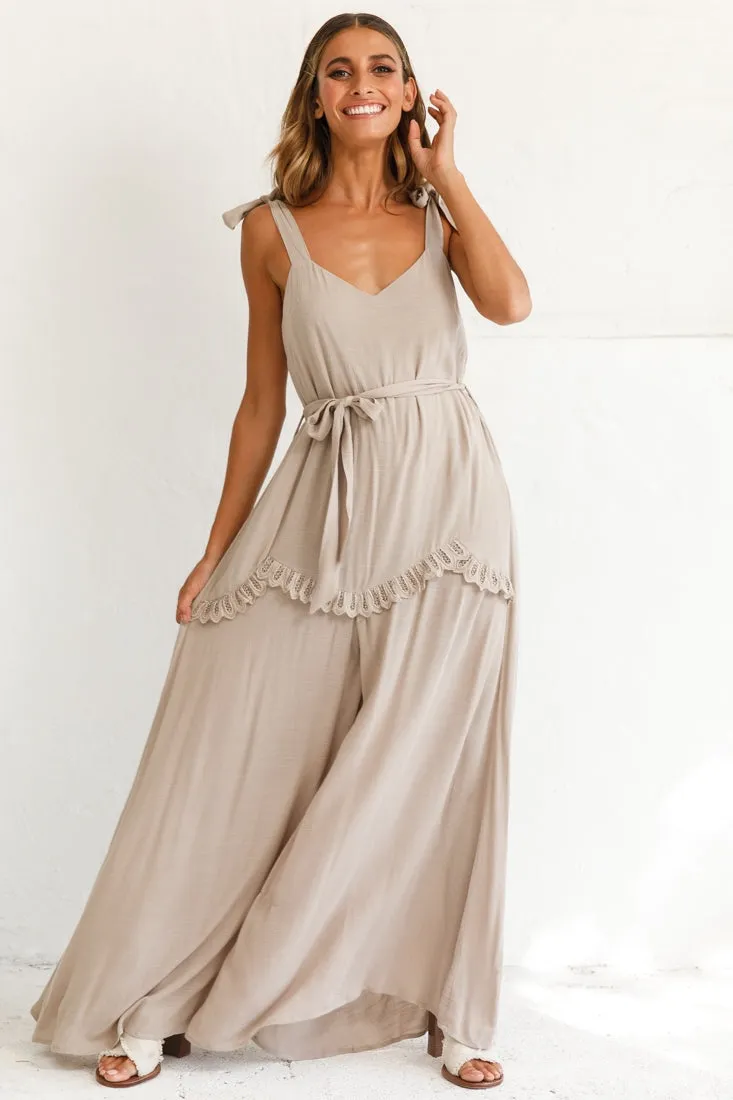 Talitha Tie Strap Wide Leg Jumpsuit Stone