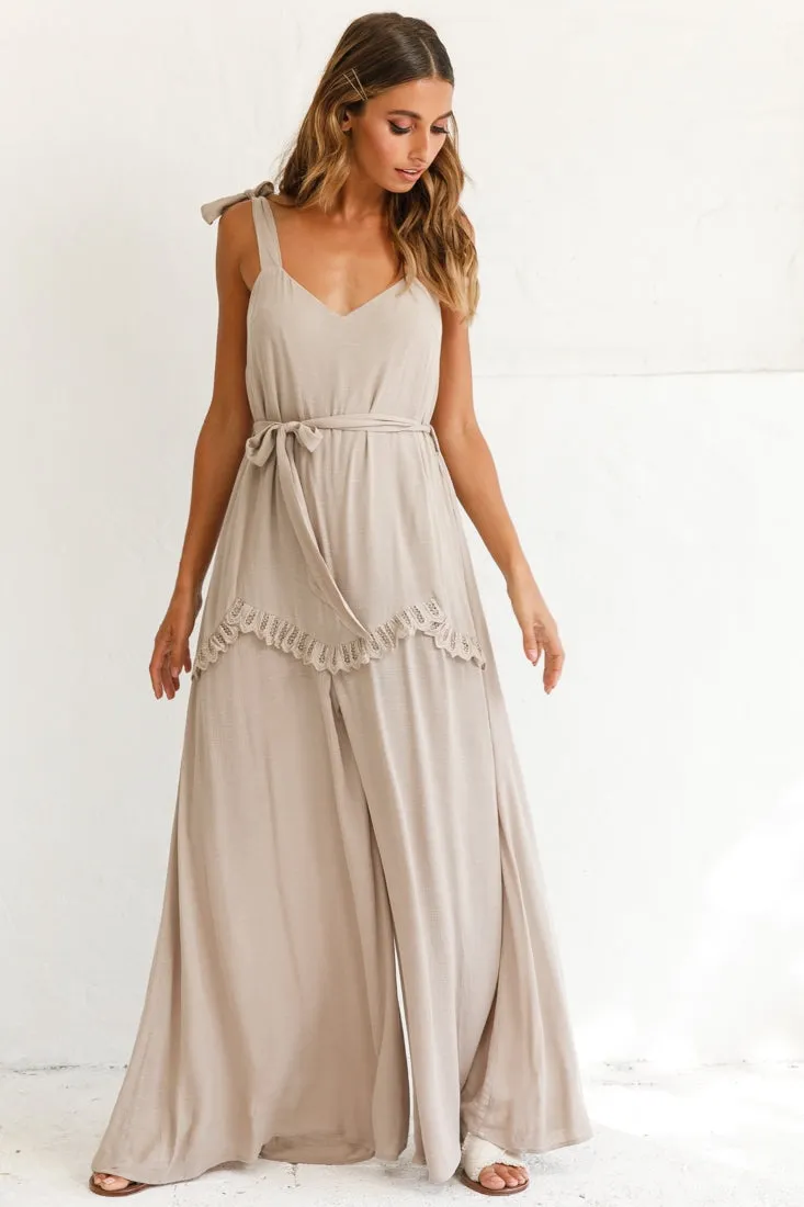 Talitha Tie Strap Wide Leg Jumpsuit Stone