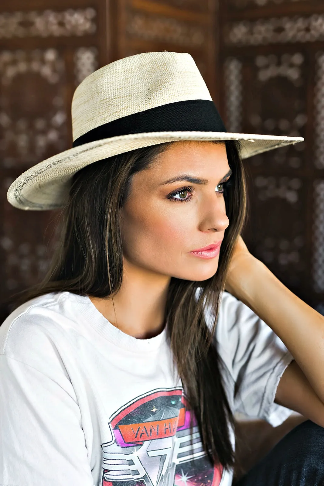 The Janessa Panama Hat w/ Black Band