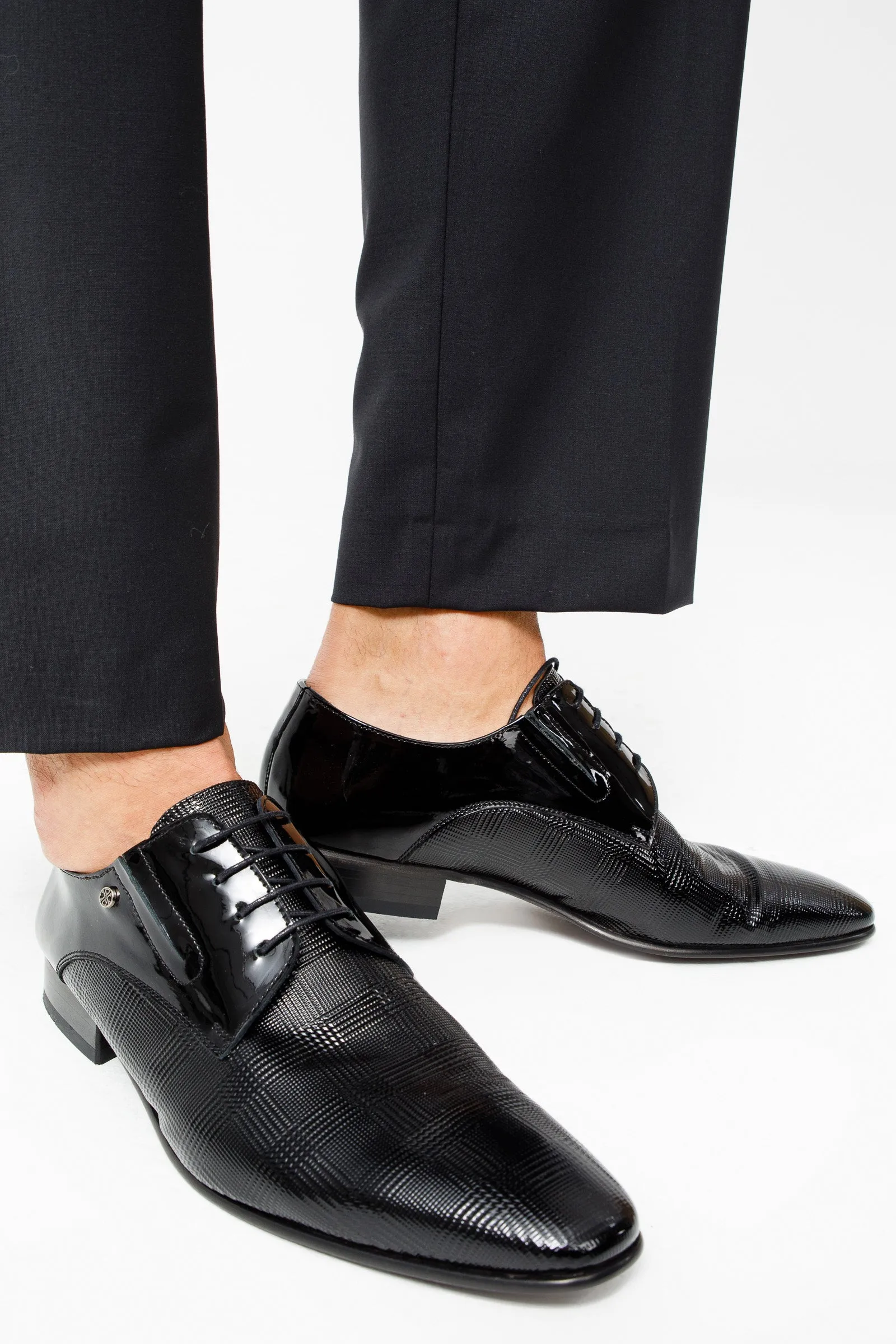 The San Severo Black Patent Leather Derby Men Shoe