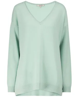 Turquoise Sophisticated Volumes V Neck Sweater