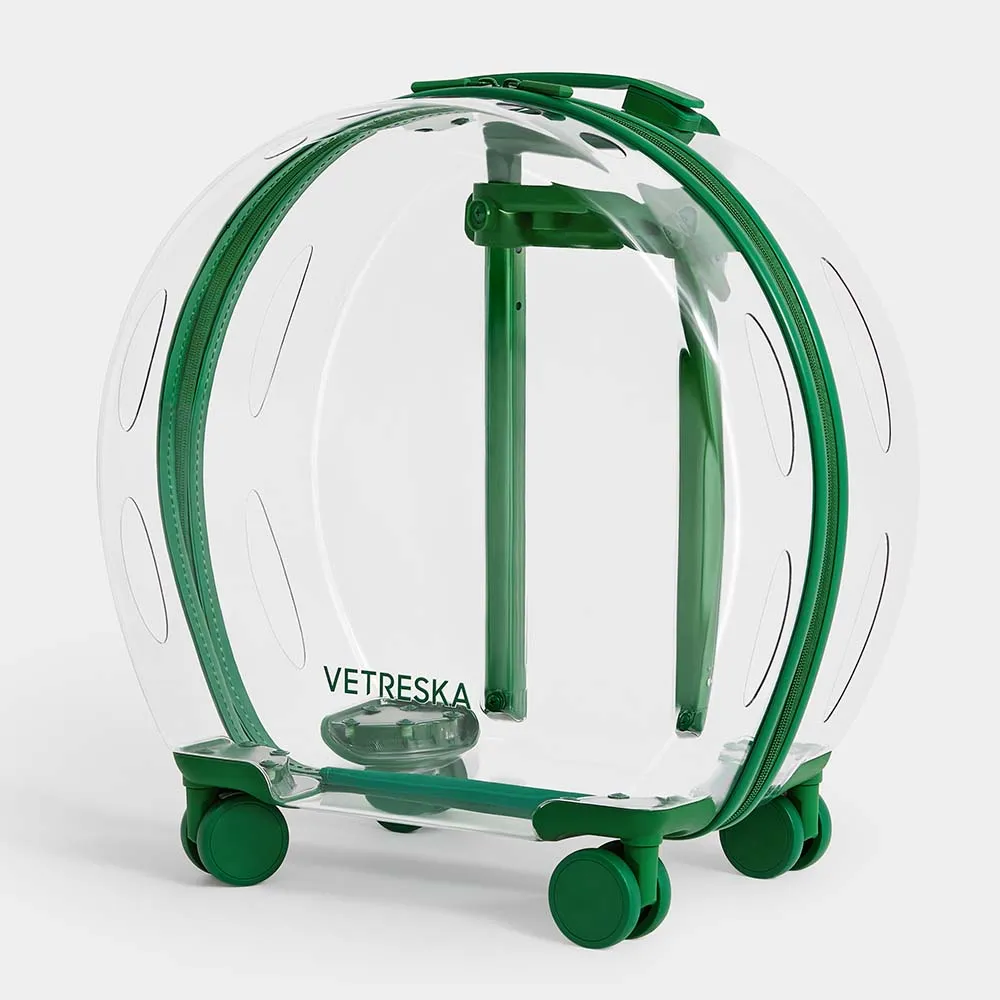 VETRESKA Bubble Carrier For Cats & Dogs (Green, Transparent)