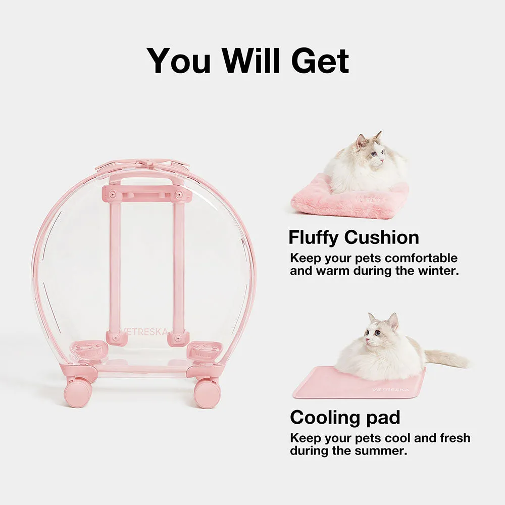 VETRESKA Bubble Carrier For Cats & Dogs (Pink, Transparent)