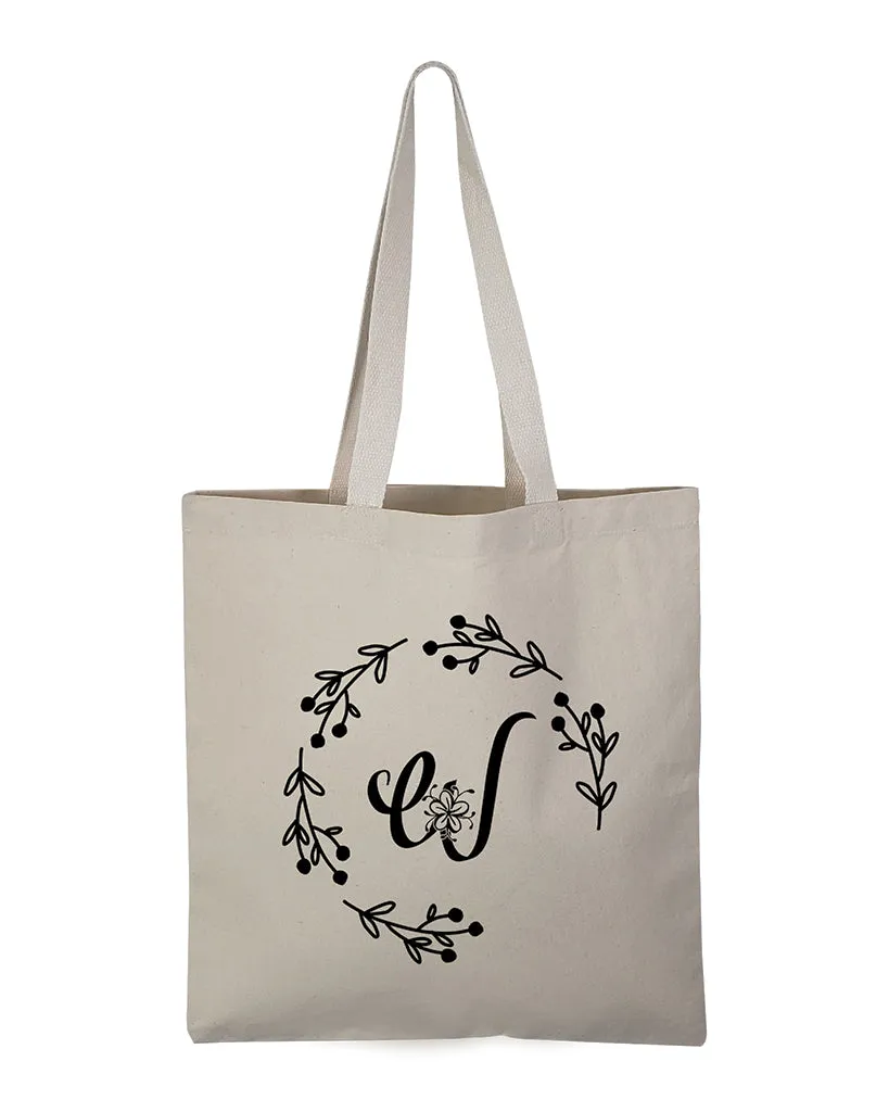 ''W'' Letter Initial Canvas Tote Bag - Initials Bags