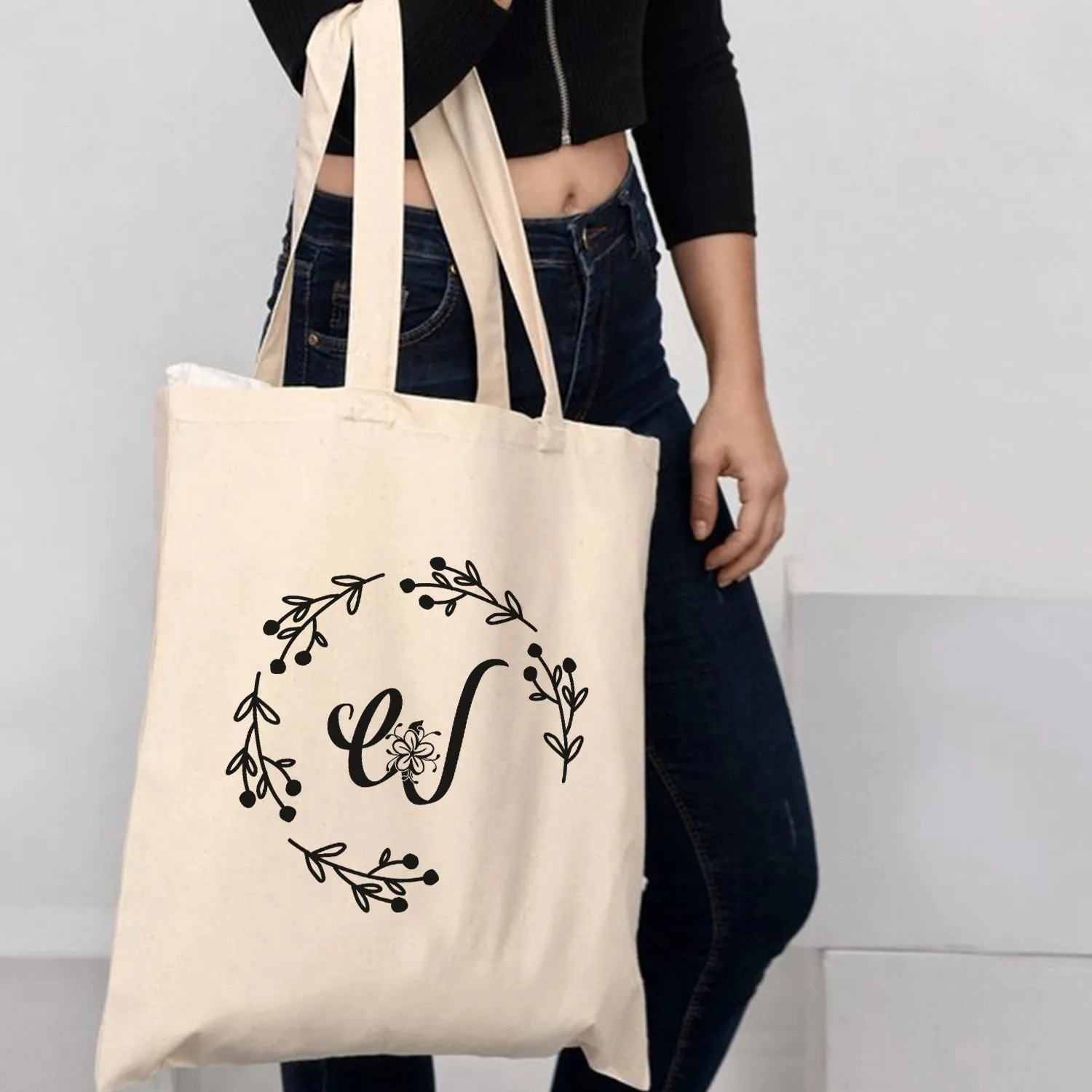 ''W'' Letter Initial Canvas Tote Bag - Initials Bags