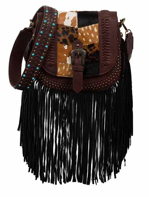 Western Shoulder Bag Suede Brown Fringe