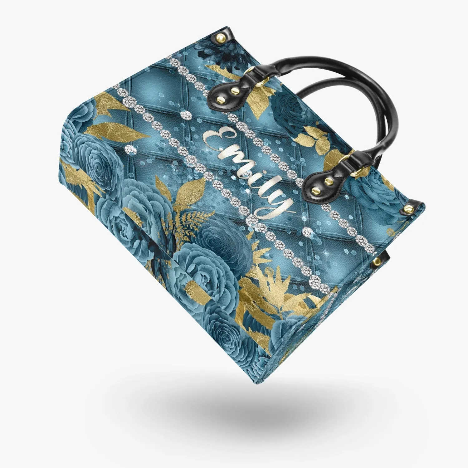 Women's Tote Bag - Teal Floral, Personalised